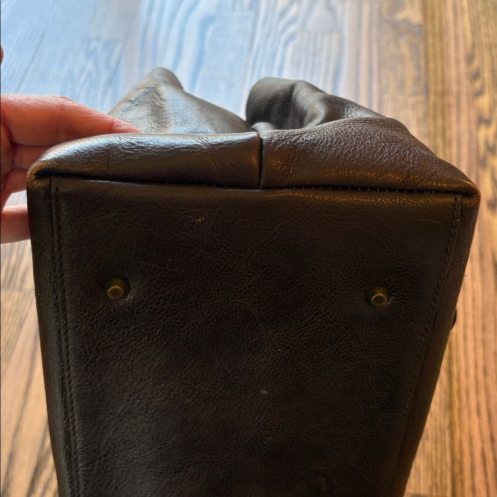 Kate Landry dark brown pebbled leather satchel purse - Picture 6 of 16